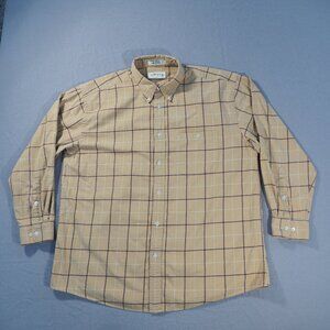 Orvis Shirt Mens Extra Large Beige Check Button Cotton Cashmere Outdoor Grandpa
